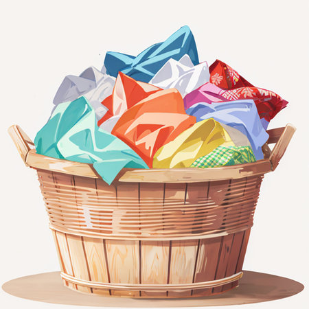 Colorful crumpled paper in a basket. Vector illustration.の素材