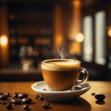 Coffee cup on wooden table in coffee shop, vintage toneの素材