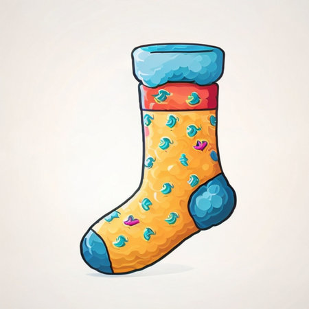 Colorful sock on a light background. Vector illustration in cartoon style.の素材