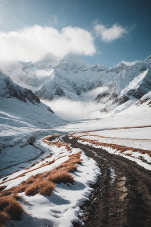 Beautiful winter landscape in the mountains.の素材