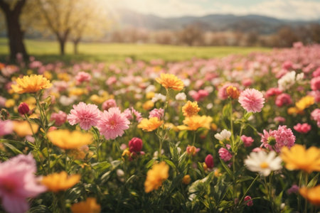 Colorful chrysanthemum flowers in the meadow.の素材