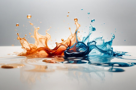splashes and patterns on the surface of the liquid after collision a water dropsの素材