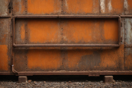 Railway tracks and rails with rusty metal texture. Railway background.の素材