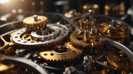 Gears and cogs in the mechanism of the mechanism of the mechanism.の素材