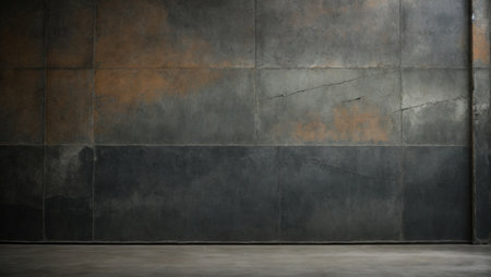 old grungy room with concrete wall and concrete floor, vintage backgroundの素材