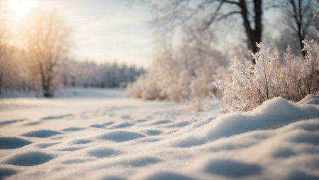 Beautiful winter landscape with trees covered with hoarfrost and snowの素材
