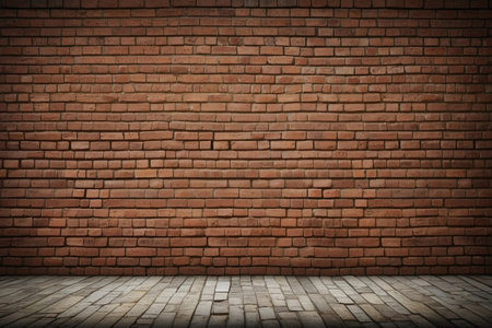 Old brick wall and wooden floor background. 3d render illustration.の素材