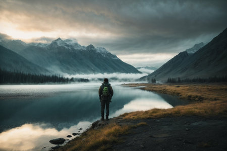 Hike in Glacier National Park, Montana, United States of Americaの素材