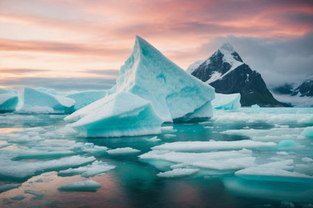 Icebergs in Jokulsarlon glacier lagoon, Iceland