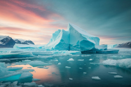 Icebergs in Glacier Lagoon, Ilulissat, Greenlandの素材