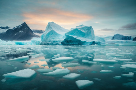 Icebergs in Jokulsarlon glacier lagoon, Icelandの素材