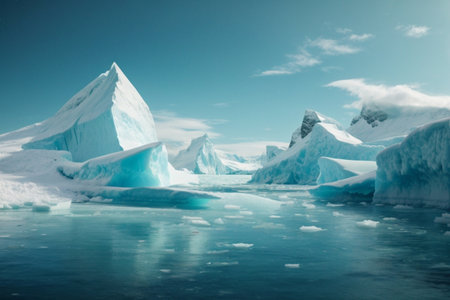 Floating icebergs in Antarctica. Global warming and climate change conceptの素材