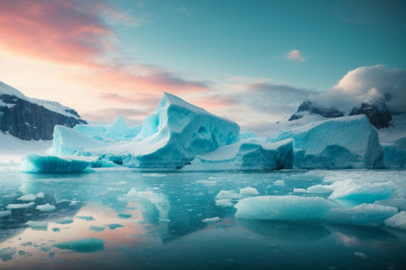 Icebergs in Jokulsarlon glacier lagoon, Icelandの素材