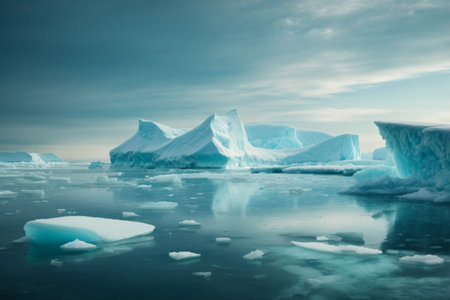 Icebergs in Jokulsarlon glacial lagoon, Icelandの素材