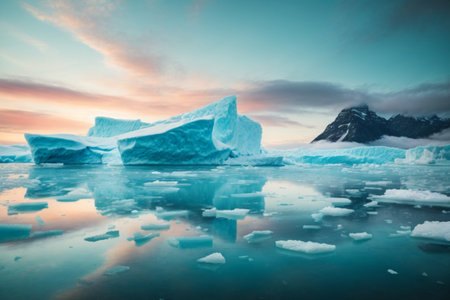 Icebergs in the Jokulsarlon glacier lagoon, Icelandの素材