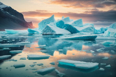 Ice formations in Glacier Lagoon, Iceland, Europeの素材