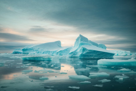 Icebergs in Jokulsarlon glacier lagoon, Icelandの素材