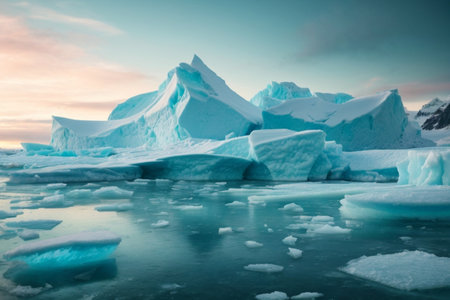 Icebergs in the Jokulsarlon glacier lagoon, Icelandの素材