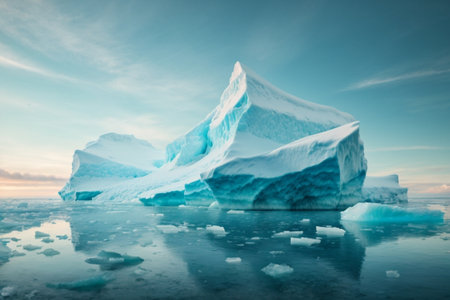 iceberg in the ocean. 3d rendering, 3d illustration.の素材