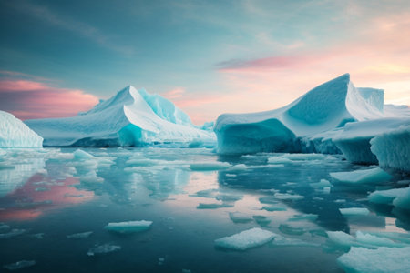 Icebergs in the Jokulsarlon glacier lagoon, Icelandの素材