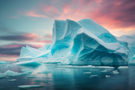 Icebergs in Jokulsarlon glacier lagoon, Icelandの素材