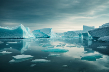 Icebergs in Jokulsarlon glacier lagoon, Icelandの素材