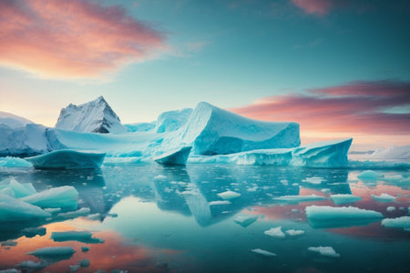 Icebergs in Jokulsarlon glacier lagoon, Icelandの素材