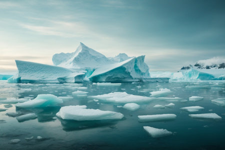 Icebergs floating in the Jokulsarlon glacier lagoon, Icelandの素材