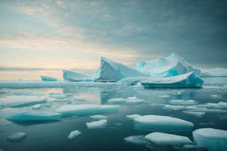 Icebergs in the Jokulsarlon lagoon, Icelandの素材