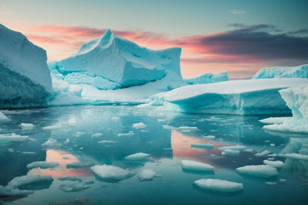 Icebergs in the Jokulsarlon lagoon, Icelandの素材