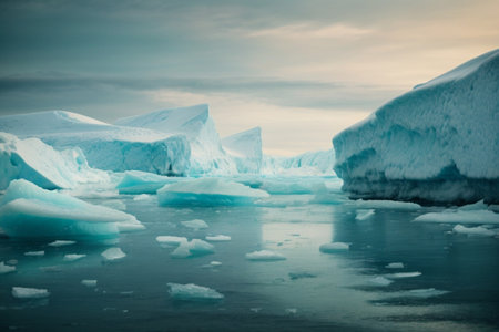 Icebergs in Jokulsarlon glacier lagoon, Icelandの素材
