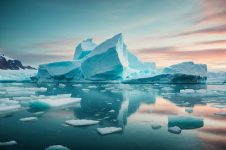 Icebergs in the Jokulsarlon glacier lagoon, Icelandの素材