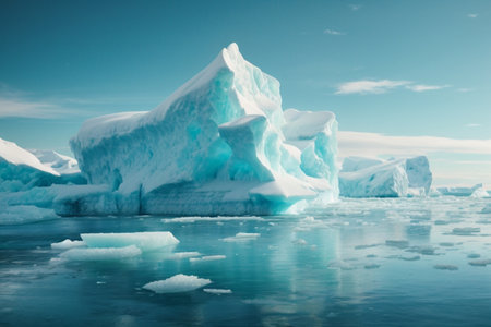 Icebergs floating in the ocean. Global warming and climate change conceptの素材