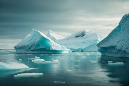 Icebergs in Antarctica. Global warming, climate change and global warming concept.の素材