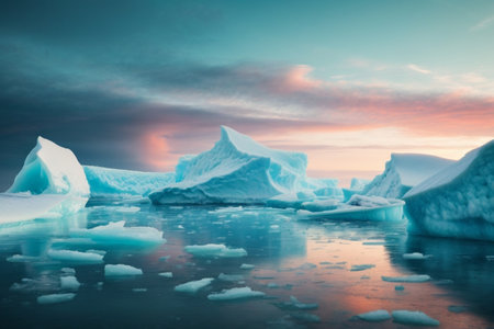 Icebergs in Jokulsarlon glacier lagoon, Icelandの素材