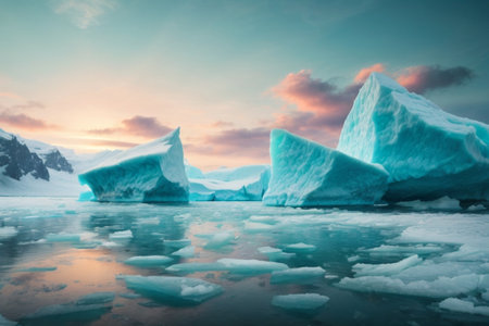 Icebergs in Jokulsarlon glacier lagoon, Icelandの素材