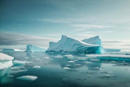 Icebergs floating in the ocean. Global warming and climate change conceptの素材