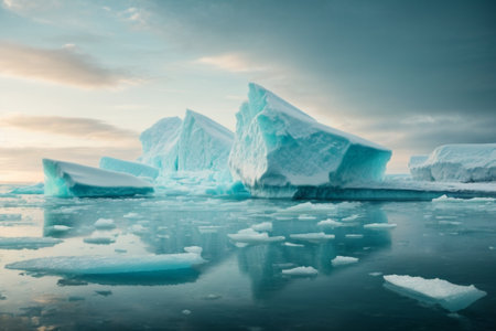 Icebergs in the Jokulsarlon lagoon, Icelandの素材