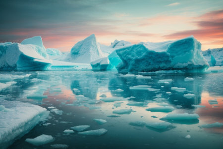 Icebergs floating in Jokulsarlon glacial lagoon, Icelandの素材