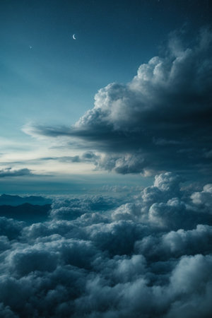 Fantastic view of the sea of clouds. Dramatic sky.の素材