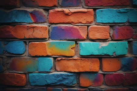 Colorful brick wall background. Colorful brick wall texture background.の素材