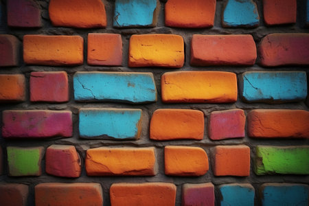Colorful brick wall texture. Background and texture for graphic design.の素材