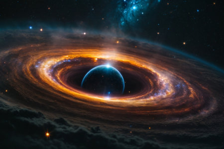 Planets, stars and galaxies in outer space showing the beauty of space exploration.の素材