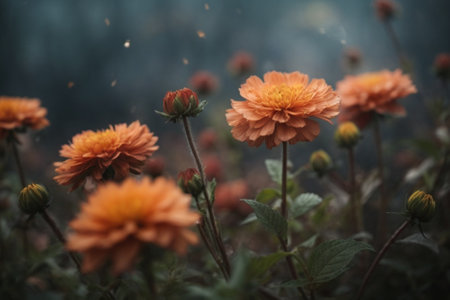 Orange chrysanthemum flowers in the garden, Thailand.の素材
