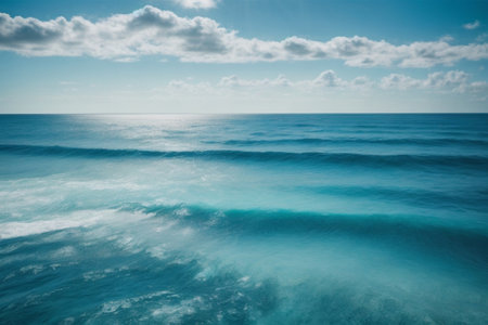 Beautiful seascape with blue sea and sky. Toned.の素材