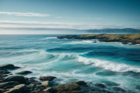 Beautiful seascape with ocean waves. Long exposure shot.の素材