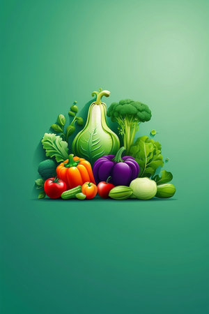 Vegetables background. Healthy food concept. Vector Illustration.の素材
