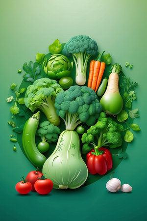 Vegetables background. Healthy food concept. Vector Illustration.の素材
