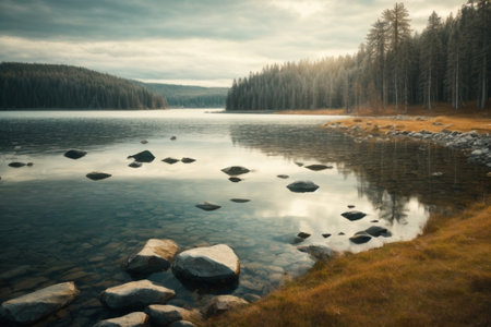 Mountain lake in the forest. Tatra Mountains, Poland.の素材