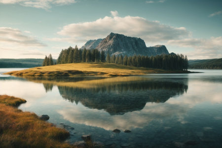 Beautiful lake in the mountains. Dramatic and picturesque scene.の素材